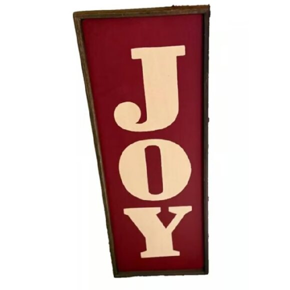 NEW 30" H Pottery Barn Red Painted Wood JOY Weathered Christmas Wall Sign - Picture 5 of 6